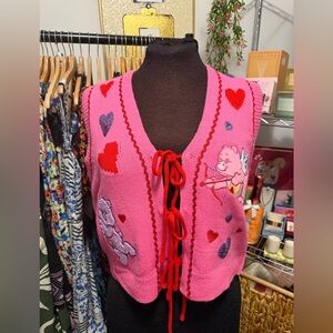 116. NWT Pink Heart Embroidered Women's Sweater Vest